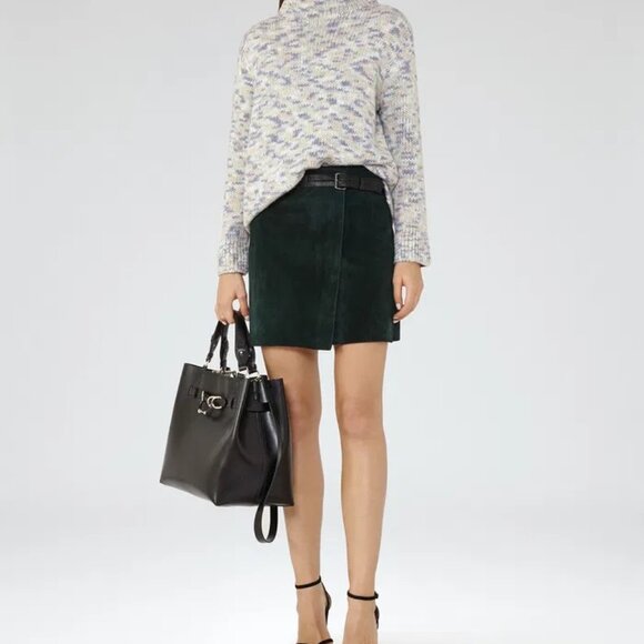 Reiss Textured Turtleneck Sweater - Blue and Cream - Picture 1 of 10